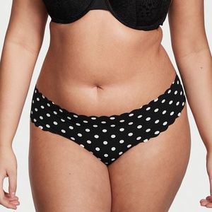 Victoria's Secret No Show Thong Panty Black/White Dot Small NEW